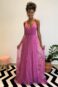 Vestido tule fúcsia alças cruzadas