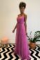 Vestido tule fúcsia alças cruzadas