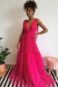 Vestido de tule pink com alças de laço
