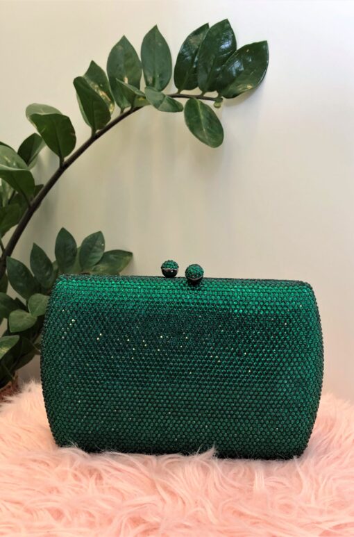 Clutch verde esmeralda com cristais